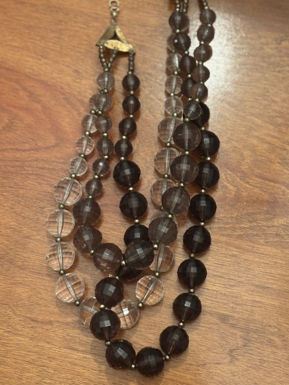 Vintage Five-Strand Smoky Lucite Statement Necklace